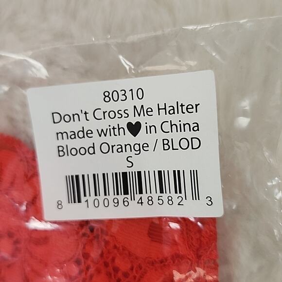 NWT We Are Hah Free People Don't Cross Me Lace Halter Bralette Blood Orange - Picture 9 of 12